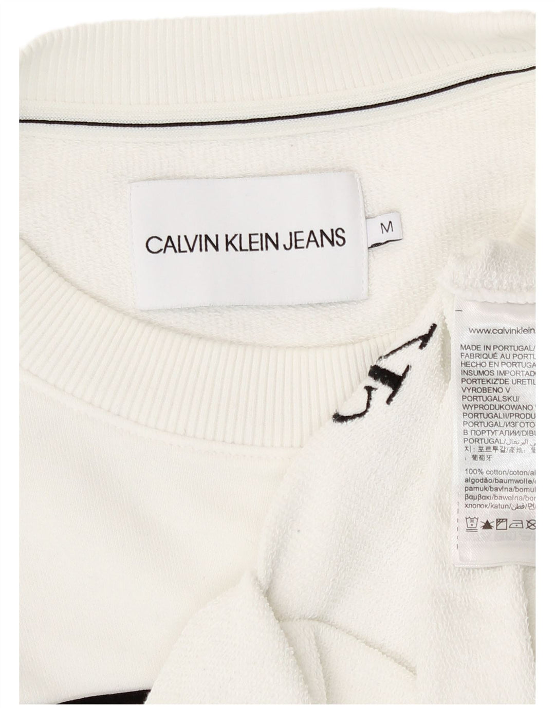 Pulover Crop Calvin Klein pentru femei UK 14 Medium White Striped