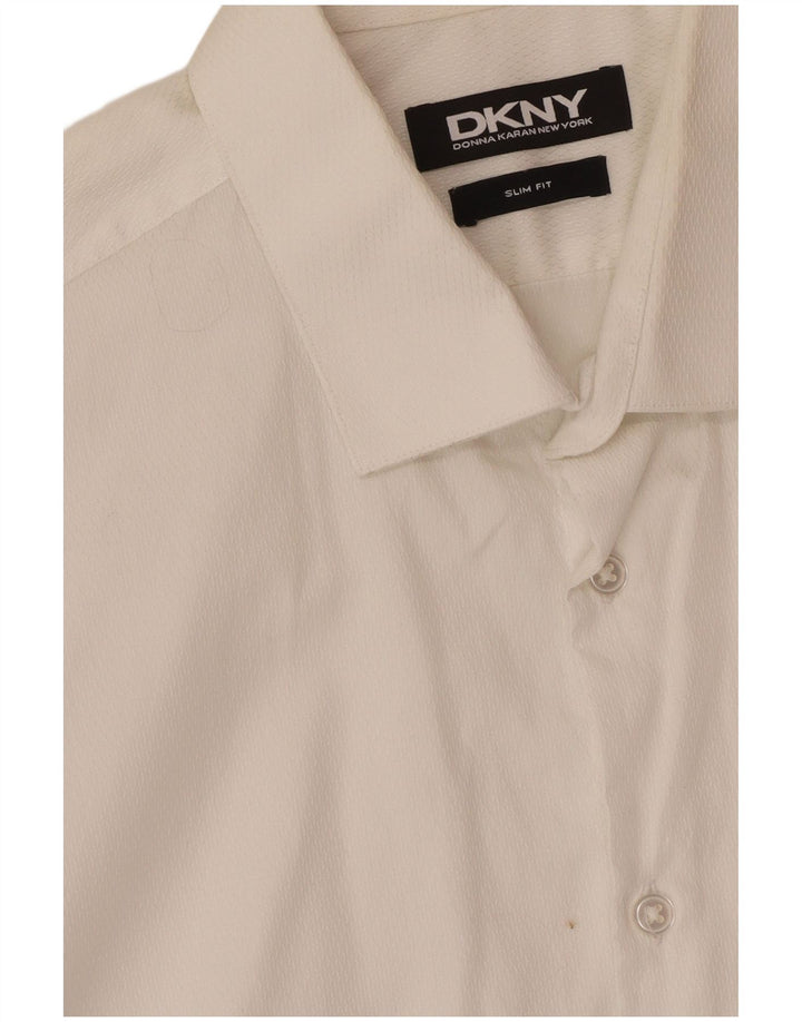 Cămașă Slim Fit Dkny pentru bărbați, bumbac alb mediu