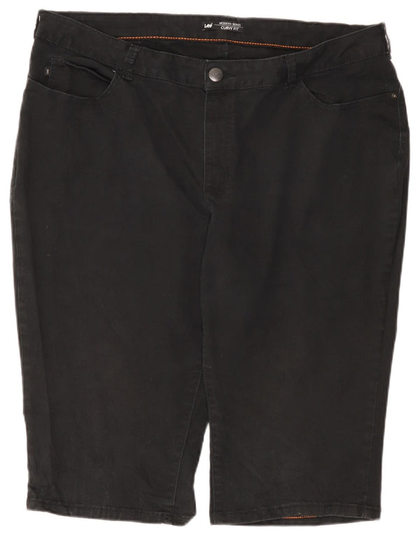 Pantaloni scurți casual Lee, cu talie înaltă, curvy, pentru femei, US 22 3XL W44, bumbac negru
