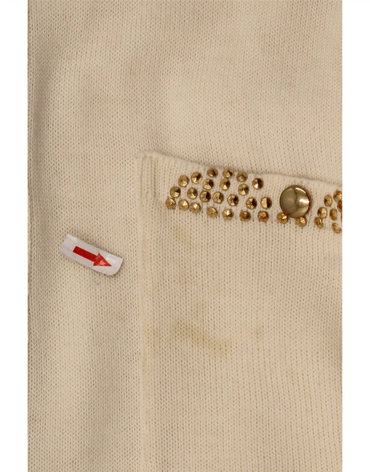 Bluză cămașă tricotată pentru femei CIRO ESPOSITO UK 14 Lână mare, albă