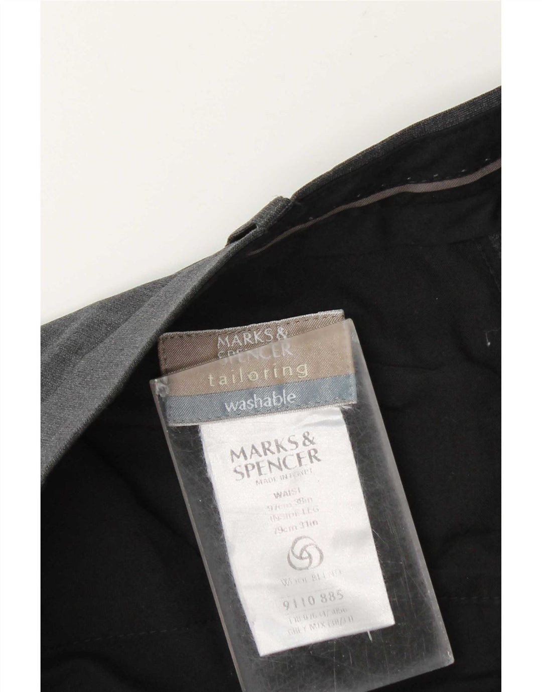 Marks & Spencer Pantaloni de costum croiți pentru bărbați L38 L31 Poliester gri