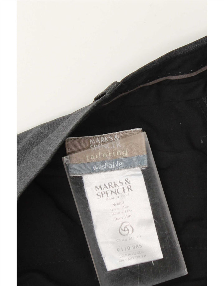 Marks & Spencer Pantaloni de costum croiți pentru bărbați L38 L31 Poliester gri