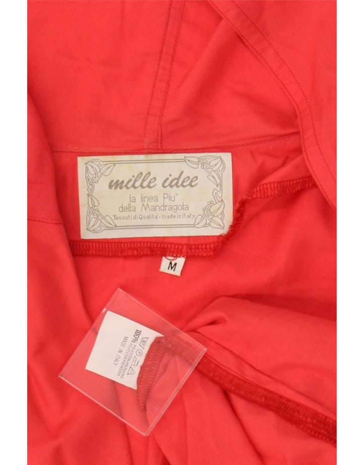 VINTAGE Womens Short Sleeve Hooded Overcoat UK 14 Medium Red Polyester Vintage Vintage and Second-Hand Vintage from Messina Hembry 