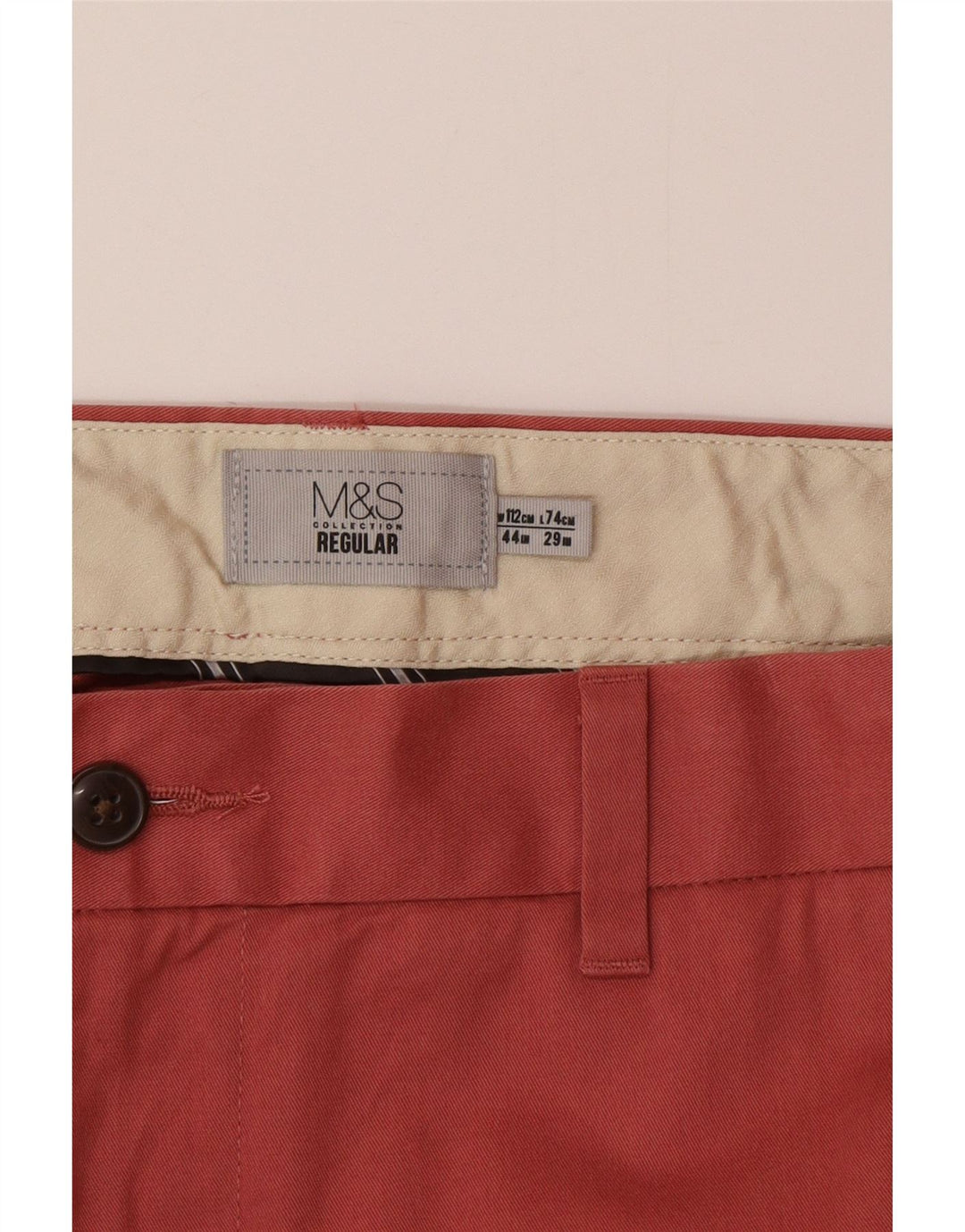 Pantaloni chino obișnuiți pentru bărbați Marks & Spencer L44 L29 bumbac roz