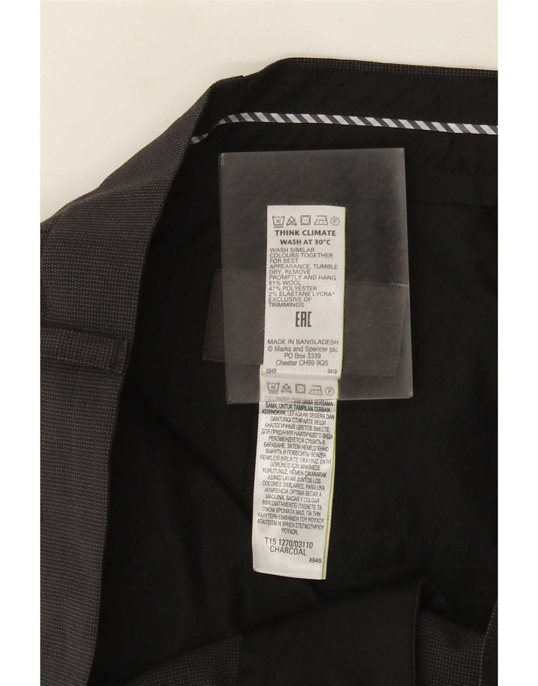 Marks & Spencer Pantaloni drepți pentru bărbați L38 L31 Lână gri