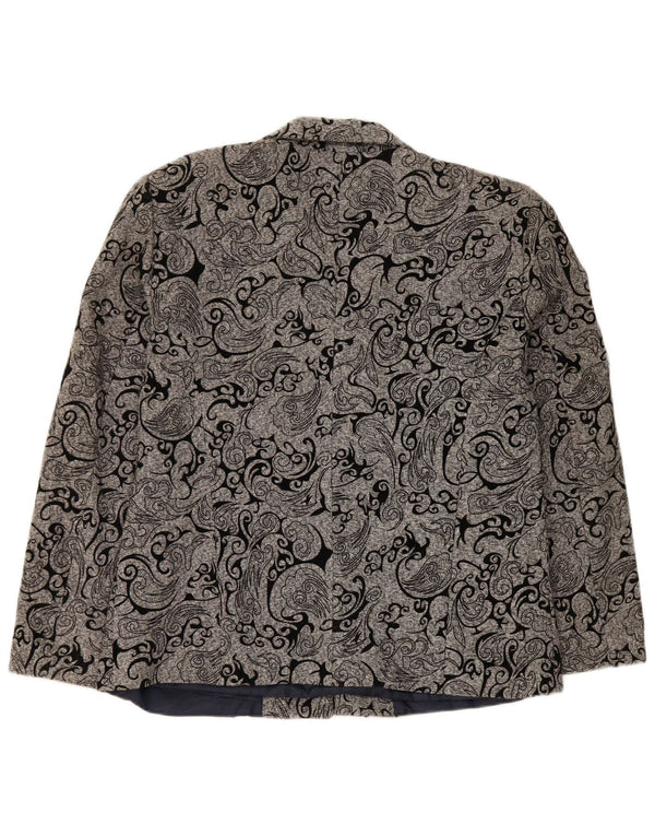 Vintage Womens 3 Button Blazer Jacket IT 48 XL Grey Paisley