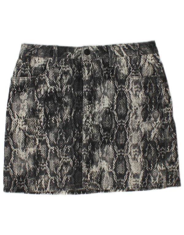 Fustă mini pentru femei ZARA Medium W30 Gri Animal Print Bumbac