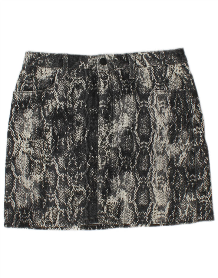 Fustă mini pentru femei ZARA Medium W30 Gri Animal Print Bumbac