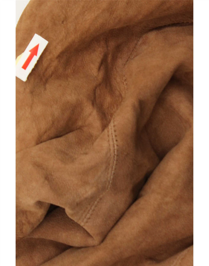 Jachetă din shearling pentru bărbați vintage UK 38 din piele maro medie