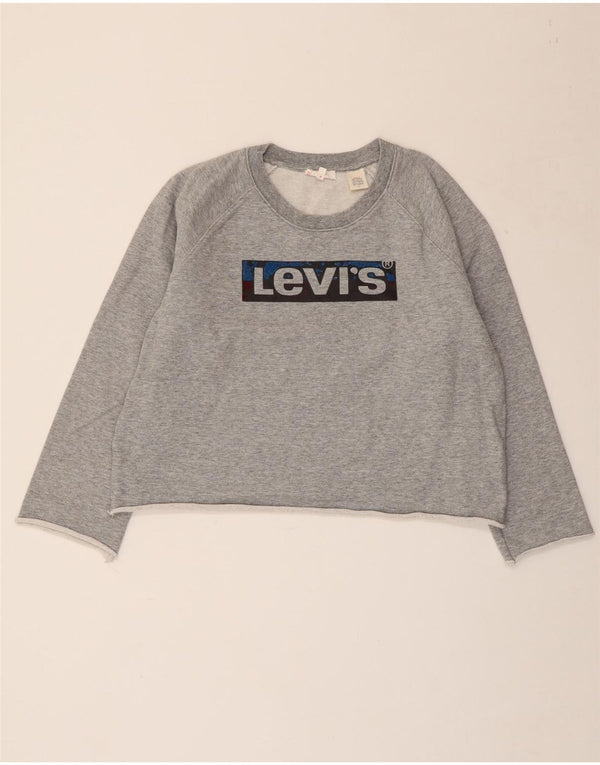 Pulover pentru damă LEVI'S Crop Graphic Pulover UK 16 mare, gri cu pete