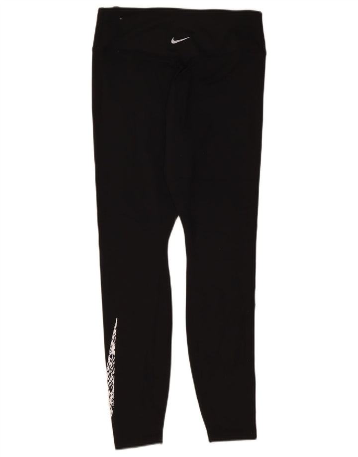 Leggings NIKE Dri Fit Graphic pentru femei UK 12 Poliester mediu negru
