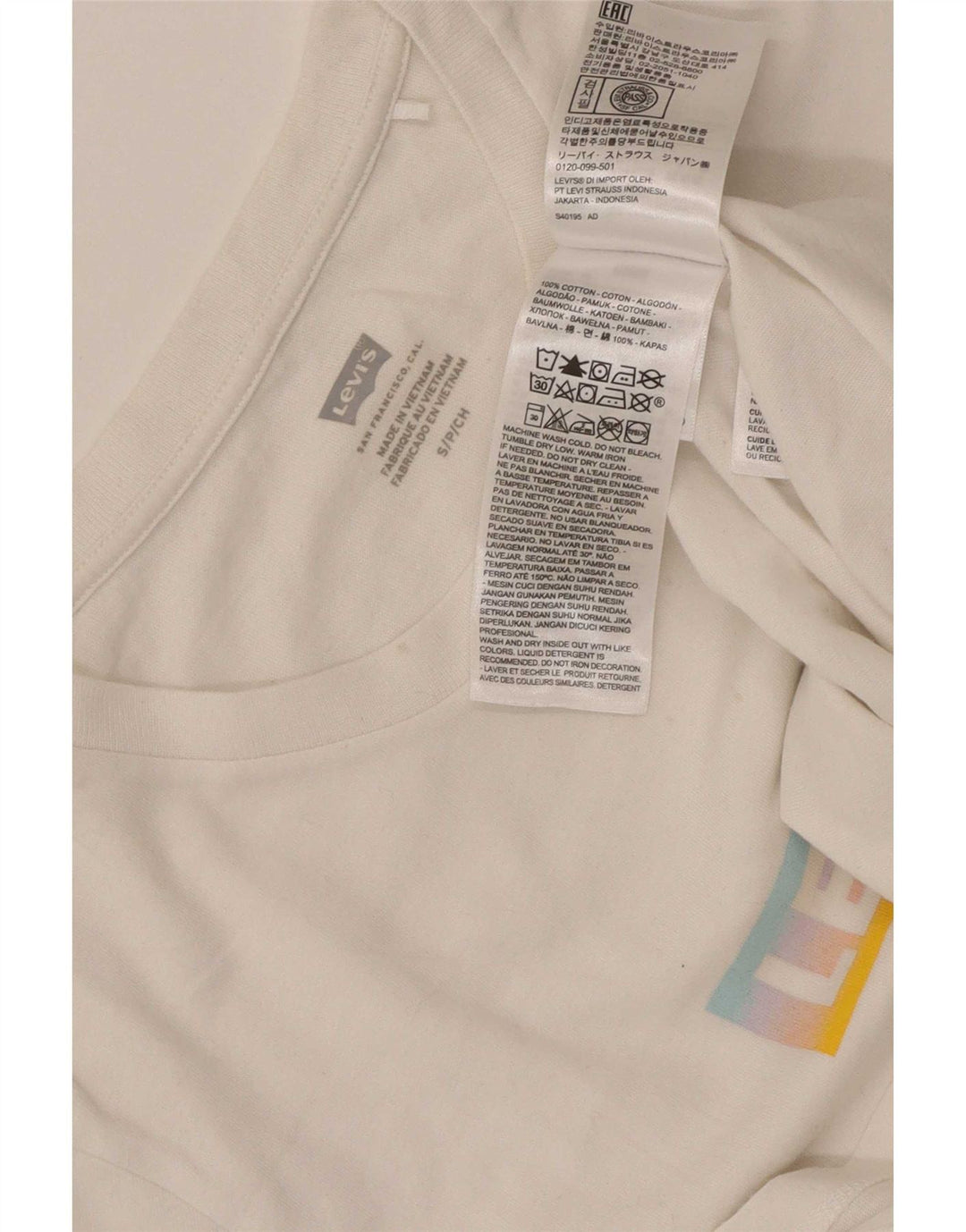 Tricou cu grafic Levi's pentru femei Top UK 8 Small Bumbac alb