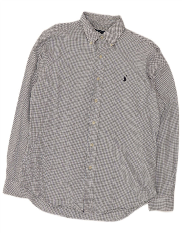 Cămașă pentru bărbați RALPH LAUREN Mărimea 15 1/2 Bumbac Vichy albastru mediu
