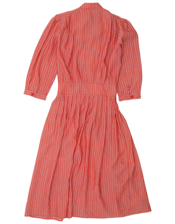 Molly Bracken Rochie de ceai cu mâneci 3/4 pentru femei UK 14 Medium Red Striped Retro