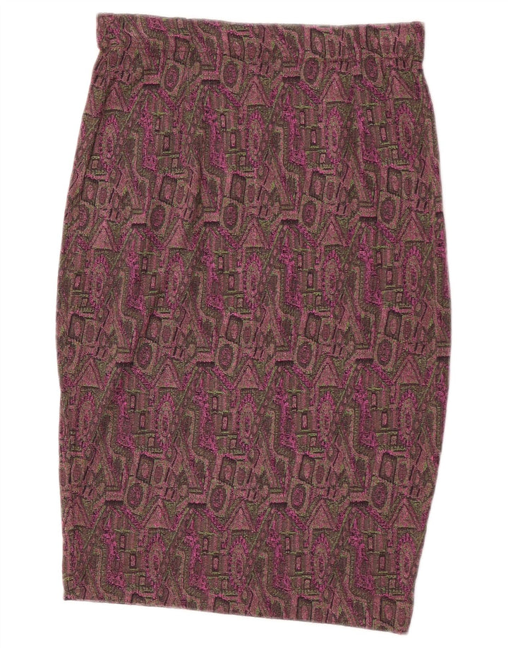 Fusta creion de damă vintage mare W32 poliester geometric burgundy