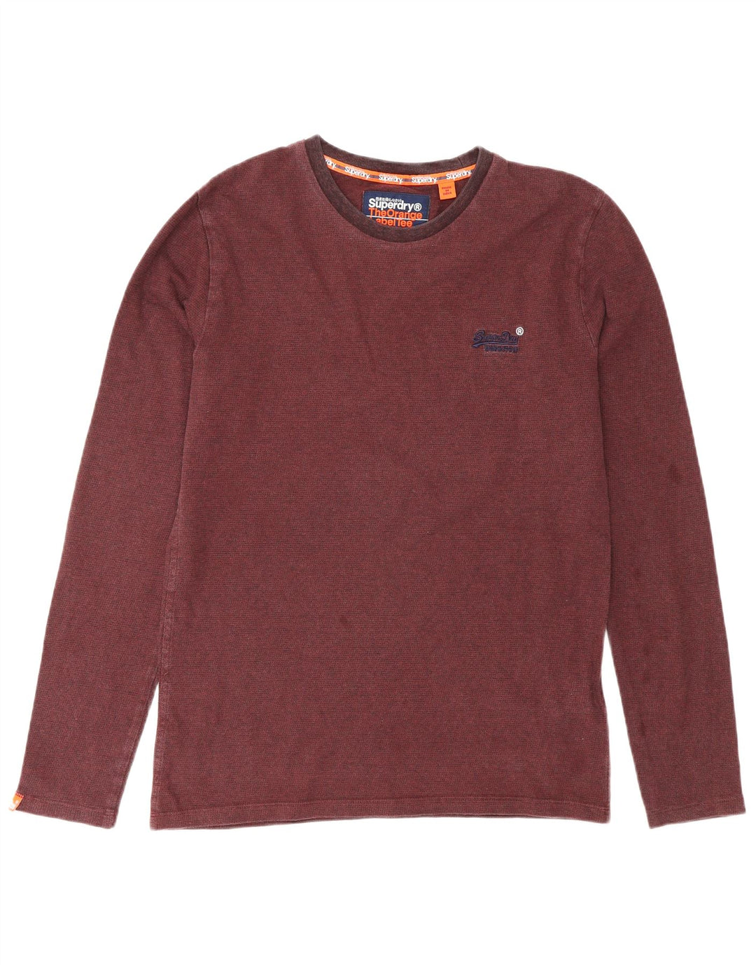 Top pentru bărbați Superdry cu mânecă lungă din bumbac burgundy mic
