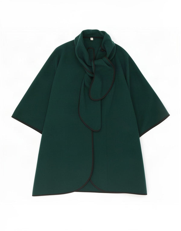 Palton Capelet Vintage pentru femei cu cravată în față UK 14 verde mediu