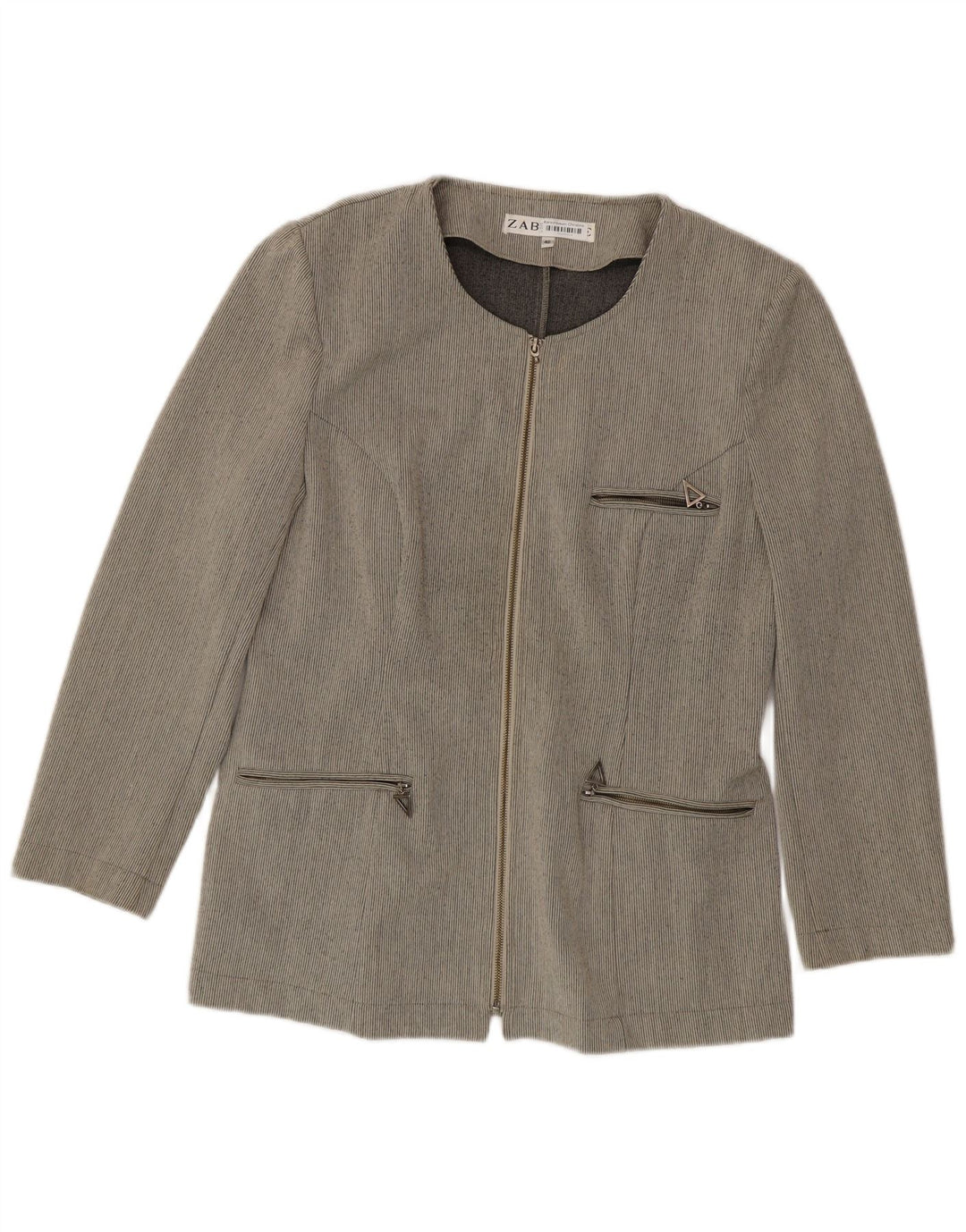 Jachetă pentru femei Zabaione cu fermoar complet IT 42 Medium Grey Pinstripe