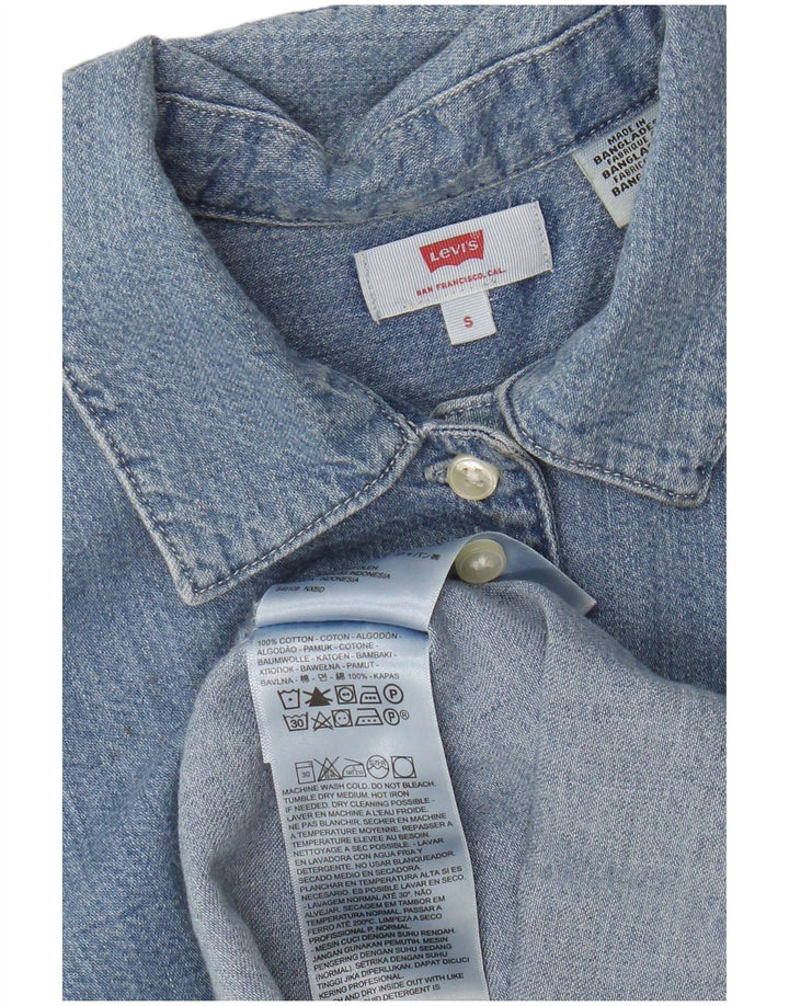 Cămașă de denim fără mâneci pentru femei Levi's, UK 10, bumbac albastru mic