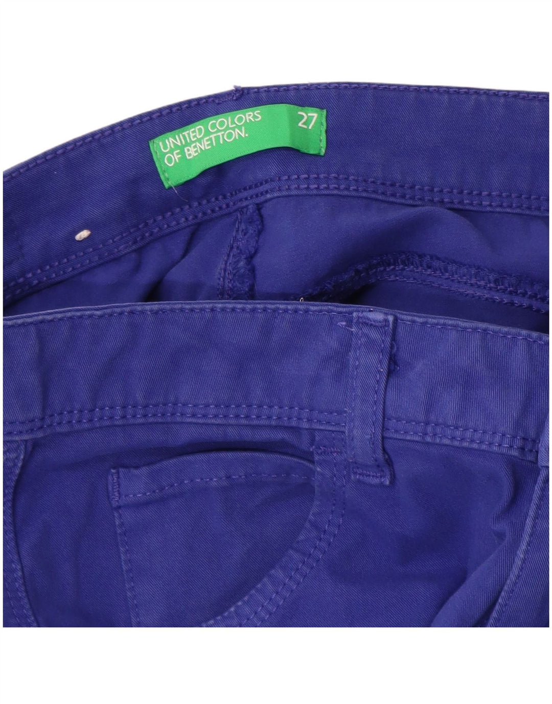 Pantaloni casual slim pentru femei Benetton L27 L30 Bumbac albastru