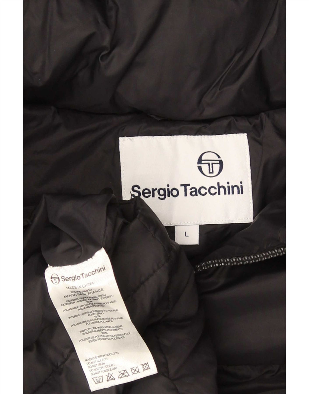 Jachetă căptușită cu glugă pentru bărbați Sergio Tacchini UK 40, mare, negru, nailon