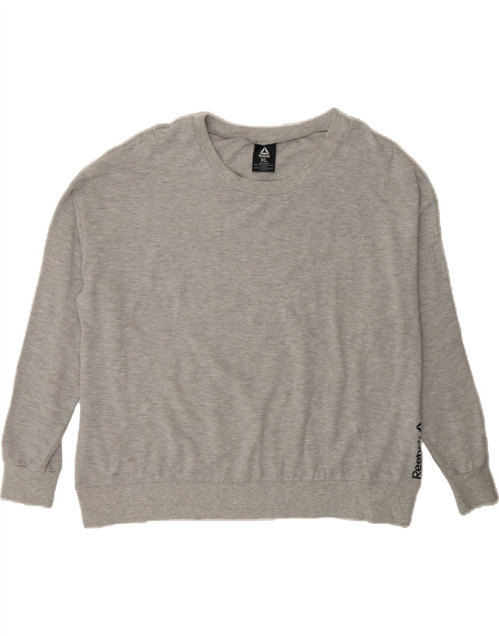 REEBOK Womens Oversized Sweatshirt Jumper UK 18 XL Grey Polyester Vintage Reebok and Second-Hand Reebok from Messina Hembry 