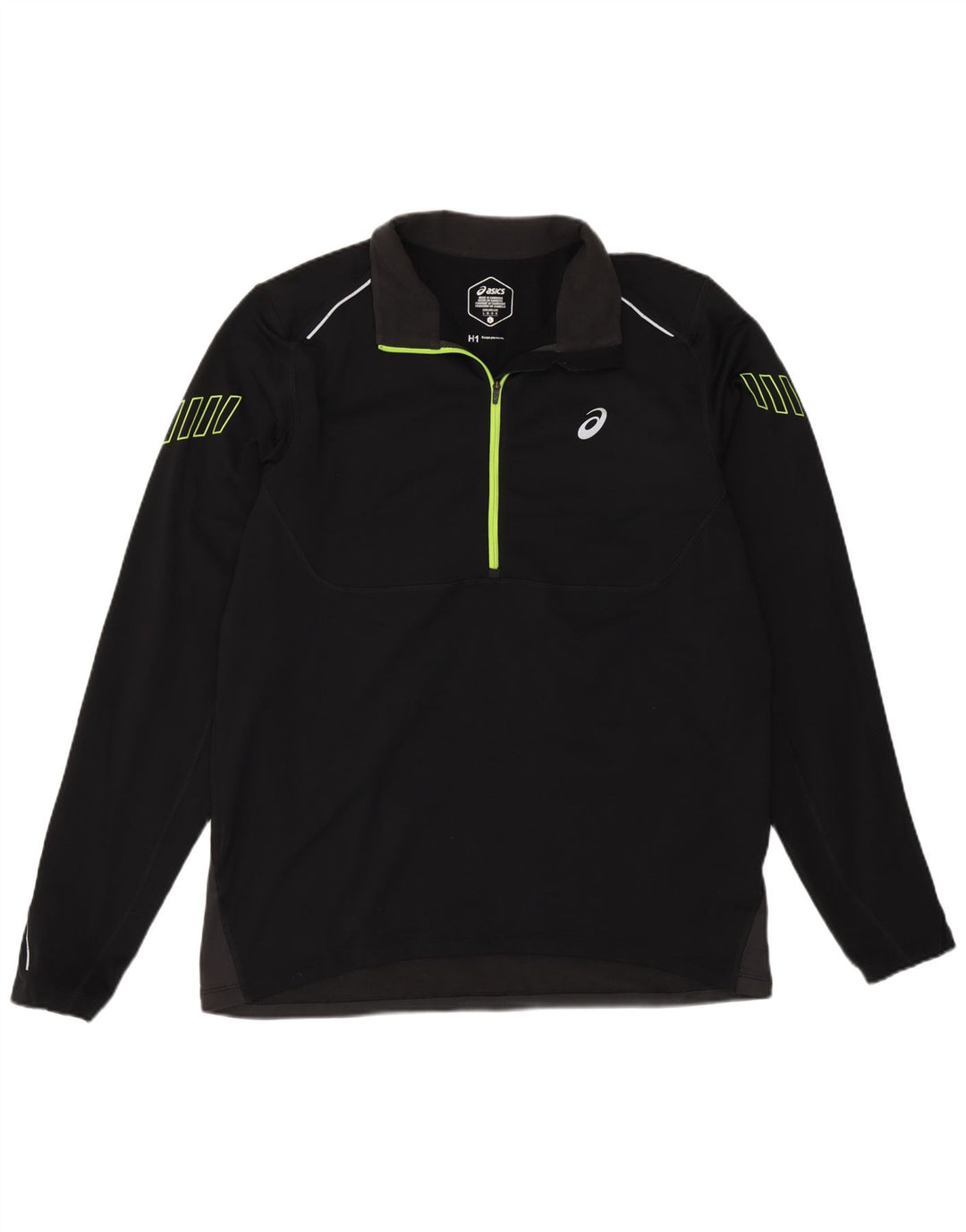 Top de trening Asics pentru bărbați, cu fermoar și gât, color block, negru