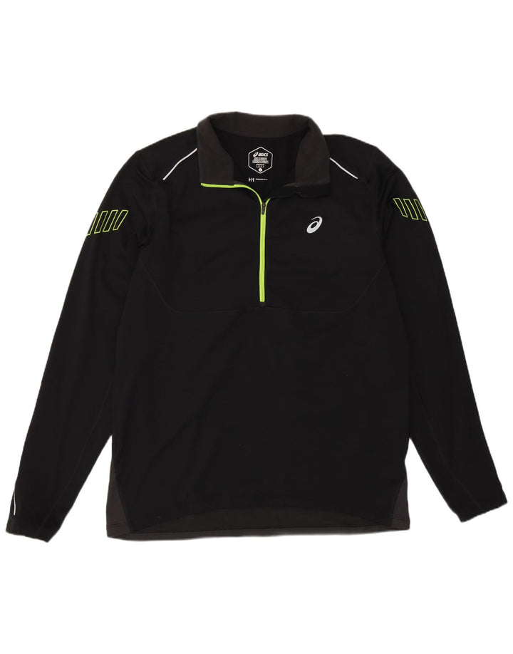 Top de trening Asics pentru bărbați, cu fermoar și gât, color block, negru