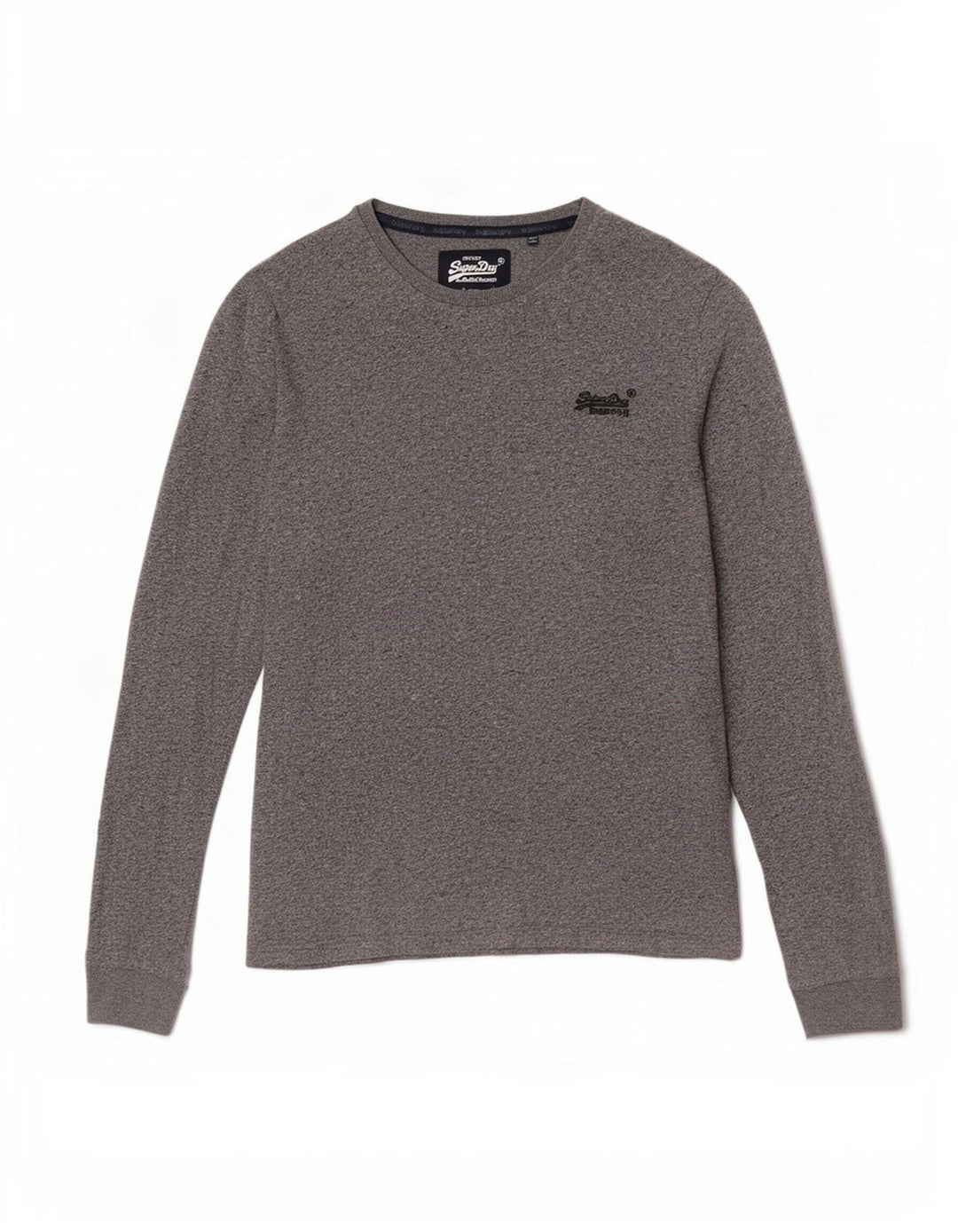 Top pentru bărbați Superdry cu mânecă lungă, gri mediu, bumbac cu pete