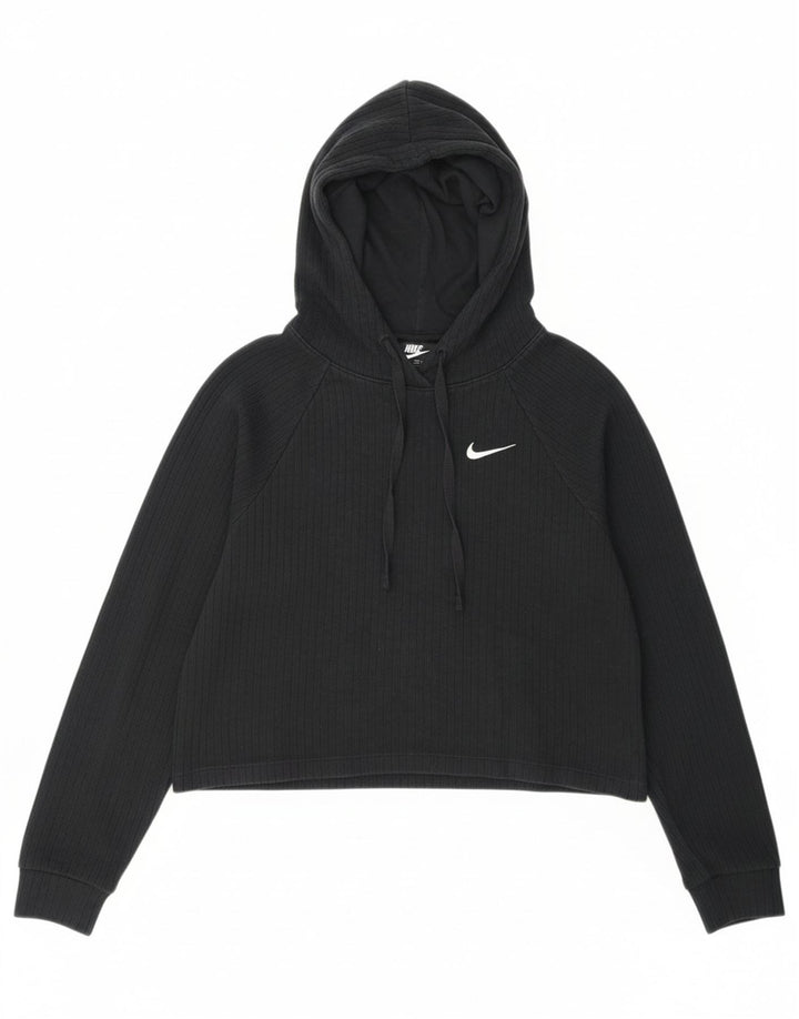 NIKE Womens Crop Jumper Sweater UK 10 Small Black Cotton Vintage Nike and Second-Hand Nike from Messina Hembry 