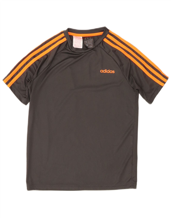 Tricou cu grafic Climalite Adidas baieti Top 11-12 ani poliester gri