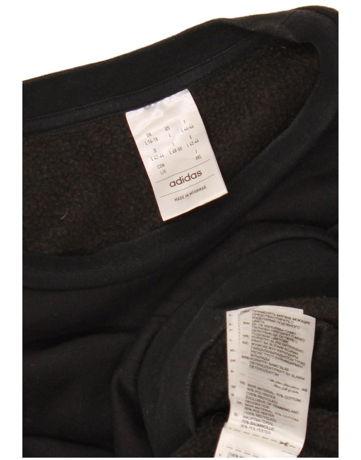 Pulover oversize ADIDAS Crop pentru femei, Marea Britanie 16/18, bumbac negru mare