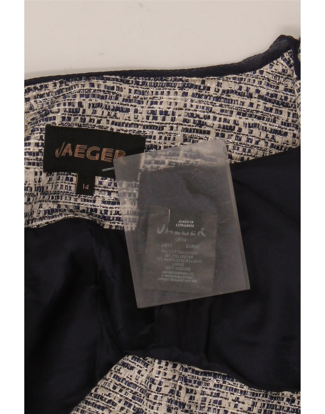 Jaeger Jaeger Crop Open Blazer pentru femei UK 14 mare bumbac gri