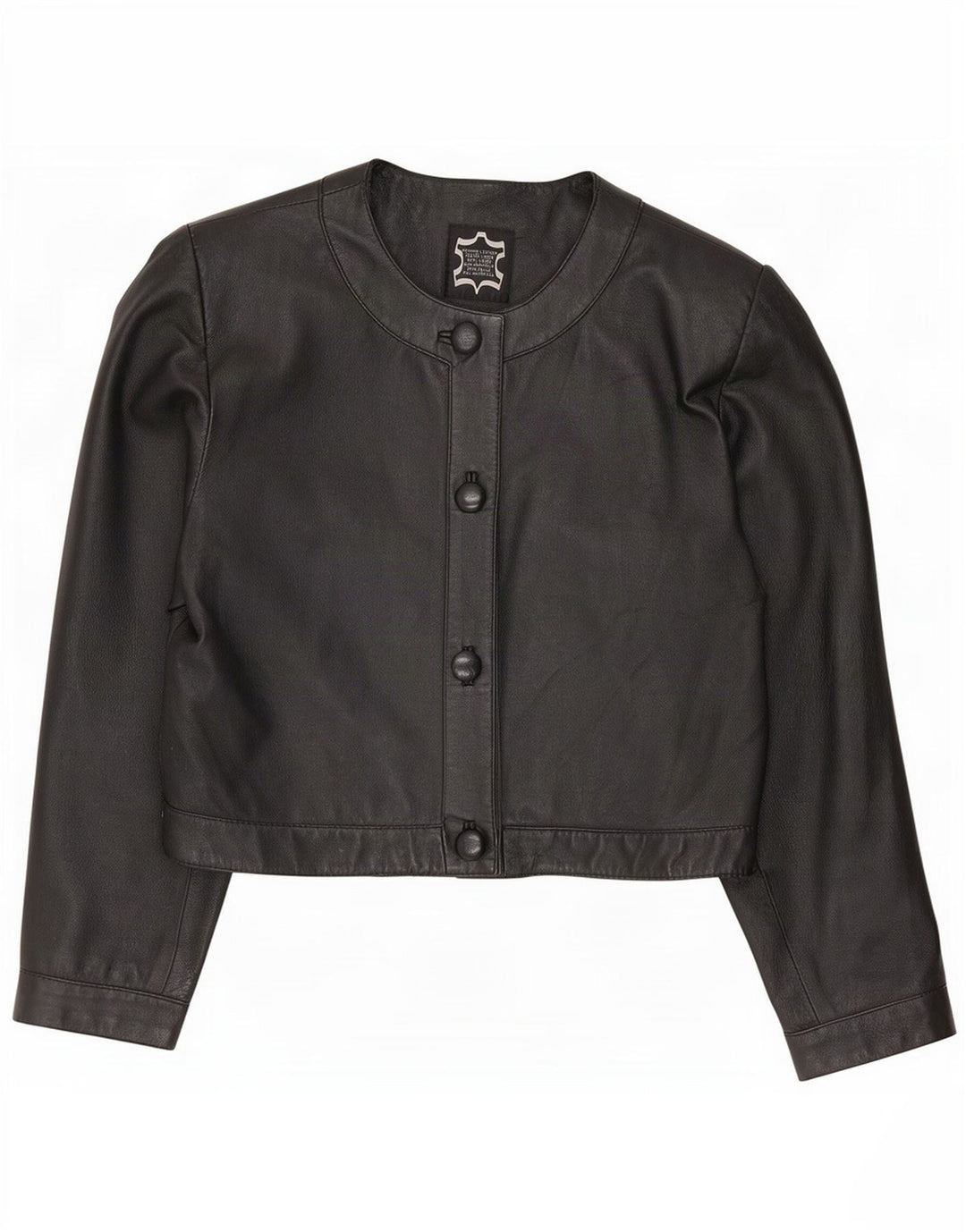 Jachetă Bolero din piele supradimensionată pentru femei Vintage IT 40 Small Black