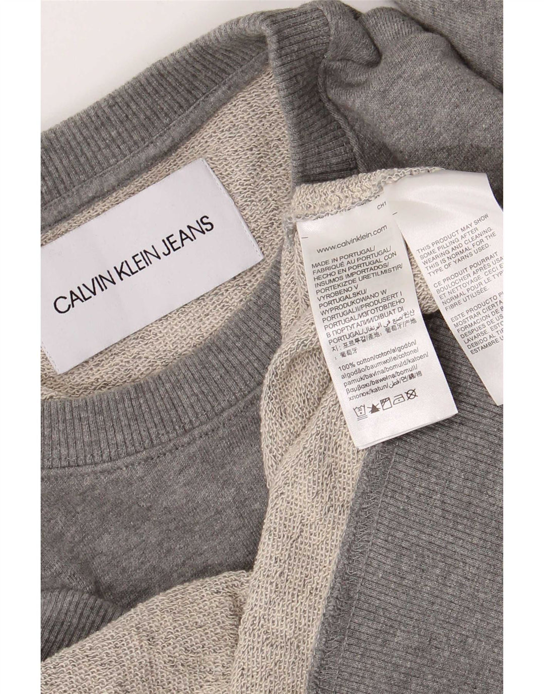 Hanorac grafic pentru bărbați Calvin Klein Jeans Jumper Bumbac Gri mediu