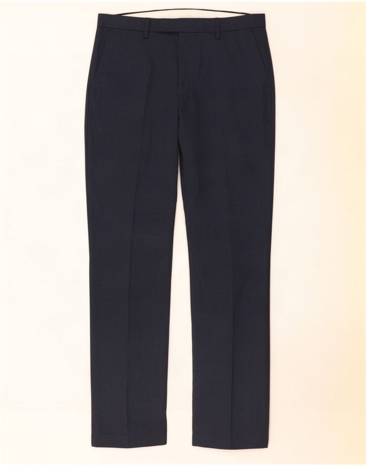 Pantaloni de costum obișnuiți pentru bărbați Marks & Spencer L34 L30 Poliester bleumarin
