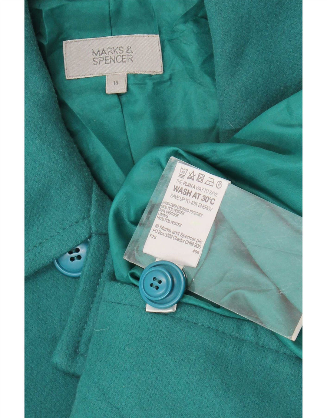 Palton pentru femei Marks & Spencer UK 16, mare, verde, poliester