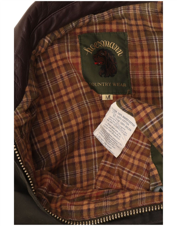 Jachetă vintage pentru bărbați din bumbac cerat UK 38, bumbac color bloc verde mediu