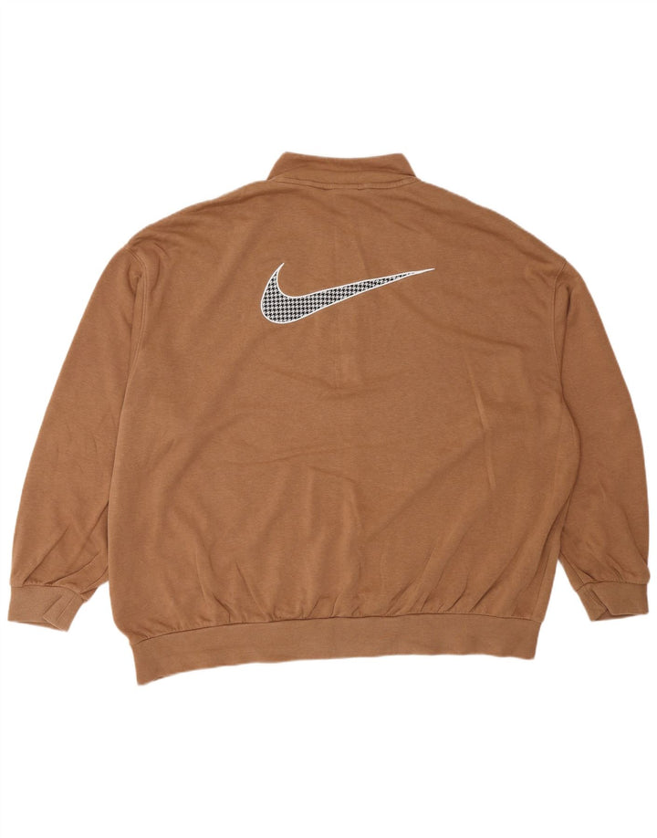 Pulover supradimensionat cu grafic Nike pentru femei UK 16 Bumbac maro mare