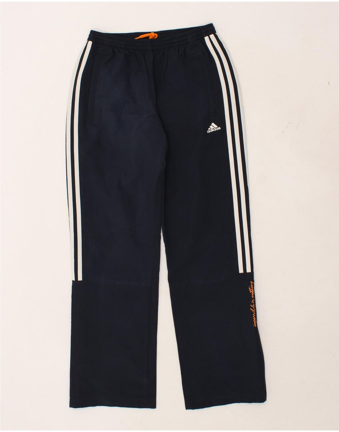 ADIDAS Boys Tracksuit Trousers 13-14 Years Navy Blue Polyester Vintage Adidas and Second-Hand Adidas from Messina Hembry 