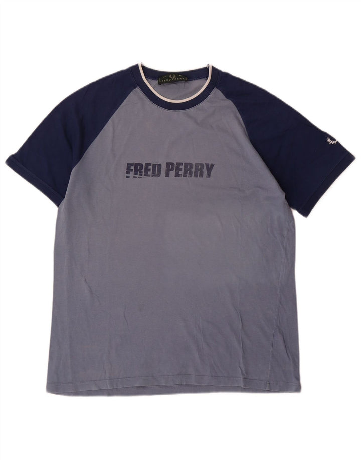 Tricou grafic pentru bărbați FRED PERRY Top Medium Blue Colorblock