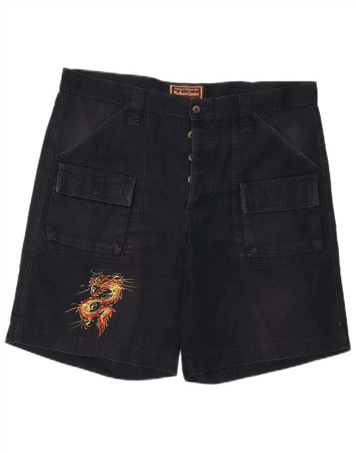 Pantaloni scurți Marlboro Classics pentru bărbați cu grafic cargo EU 56 3XL W40 Bumbac negru
