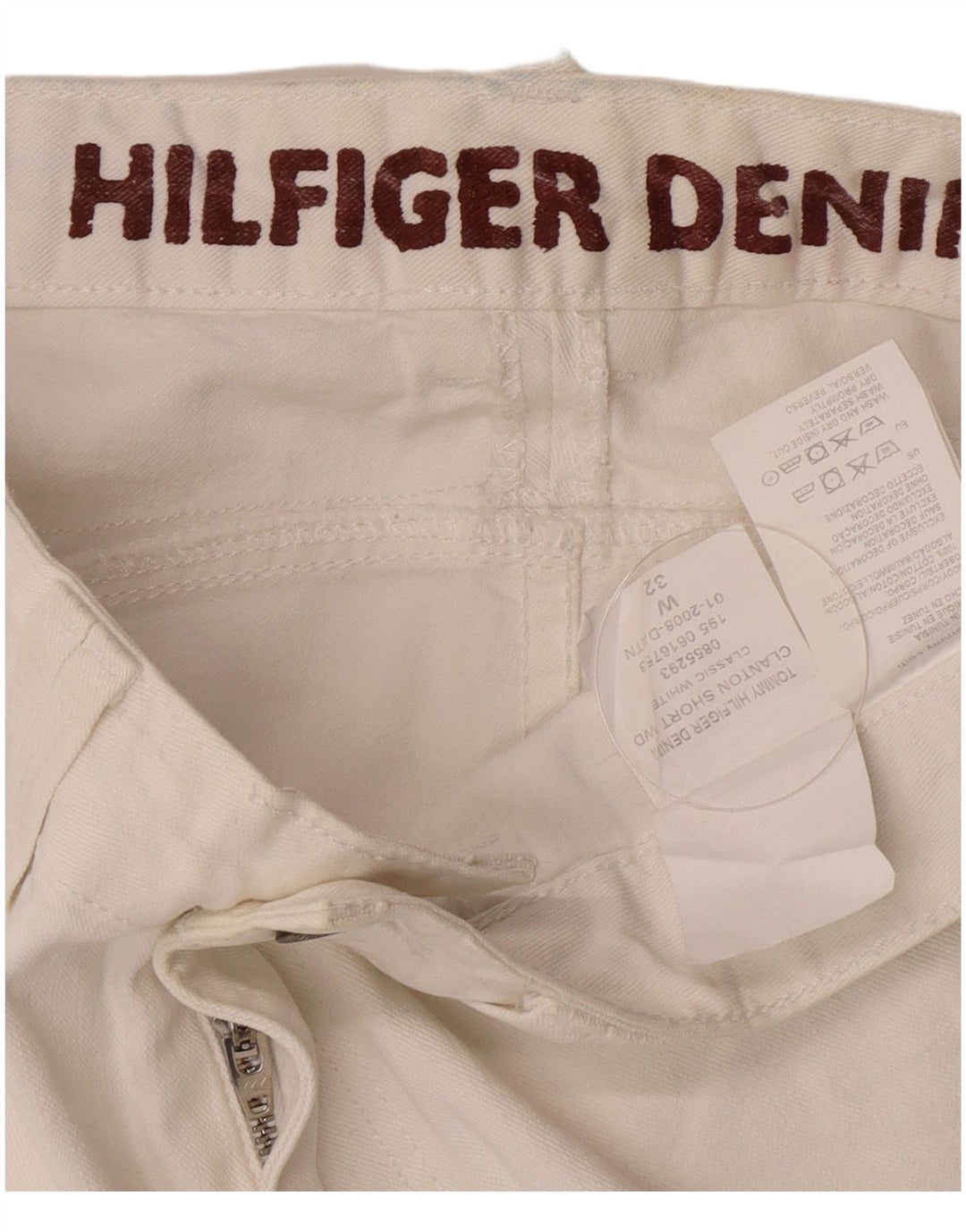 Pantaloni scurți din denim pentru bărbați Tommy Hilfiger W32 bumbac alb mediu