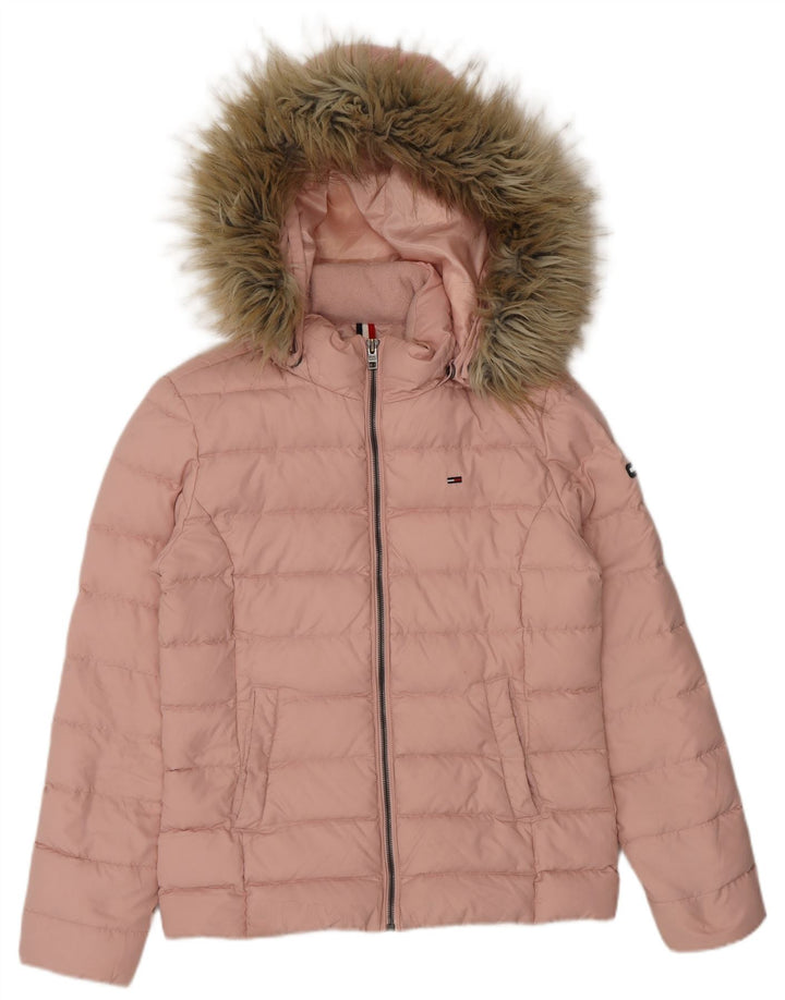 Jachetă căptușită cu glugă pentru femei Tommy Hilfiger UK 10 Poliester roz mic