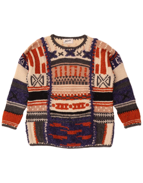 Pulover pentru femei Studio MB cu gâtul turnat UK 14 mare, retro, multicolor
