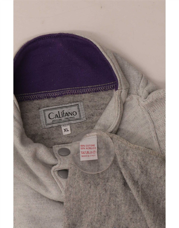 Hanorac vintage pentru bărbați cu gât cu nasturi Jumper XL bumbac gri retro