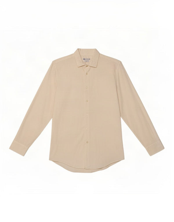 Cămașă pentru bărbați Zara Slim Fit Lyocell, albă, mare