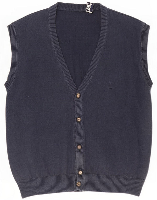 Trussardi Pulover cardigan fără mâneci pentru bărbați, XL, bleumarin, bumbac