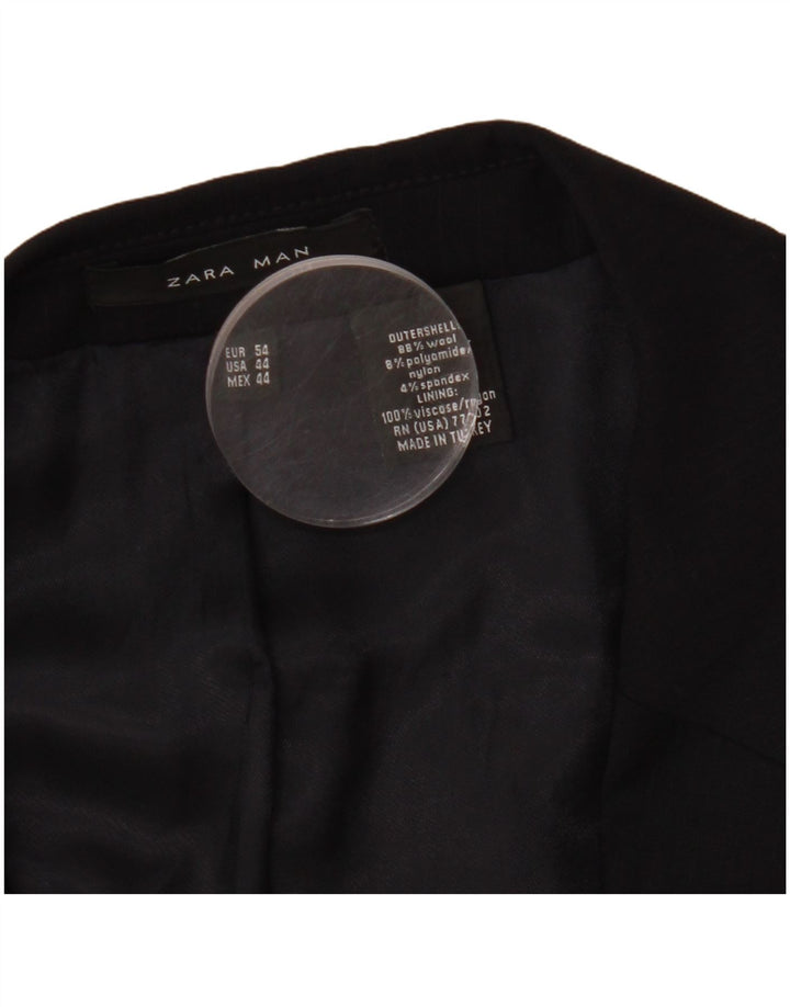 Blazer pentru bărbați ZARA cu 2 nasturi EU 54 XL Lână bleumarin