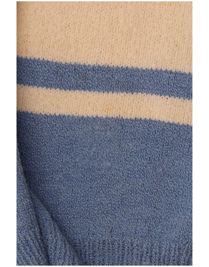 VINTAGE Pulover cu decolteu în V pentru bărbați, mare, albastru, color block